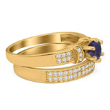 Two Piece Round Natural Stone Ring