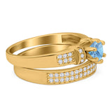 Two Piece Round Natural Stone Ring