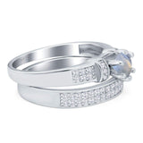 Two Piece Round Natural Stone Ring