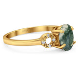 Art Deco Oval Natural Stone Filigree Ring
