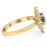 Art Deco Round Natural Stone Cocktail Ring