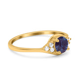 Art Deco Round Natural Stone Wedding Ring