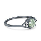 Art Deco Round Natural Stone Wedding Ring