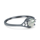 Art Deco Round Natural Stone Wedding Ring