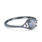 Art Deco Round Natural Stone Wedding Ring