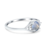 Art Deco Round Natural Stone Wedding Ring