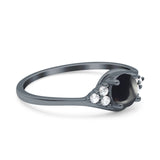 Art Deco Round Natural Stone Wedding Ring