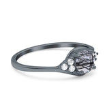 Art Deco Round Natural Stone Wedding Ring