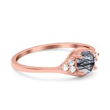 Art Deco Round Natural Stone Wedding Ring