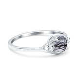 Art Deco Round Natural Stone Wedding Ring