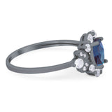 Art Deco Oval Natural Stone Flower Ring