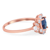 Art Deco Oval Natural Stone Flower Ring