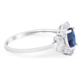 Art Deco Oval Natural Stone Flower Ring