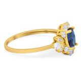 Art Deco Oval Natural Stone Flower Ring