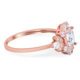 Art Deco Oval Natural Stone Flower Ring