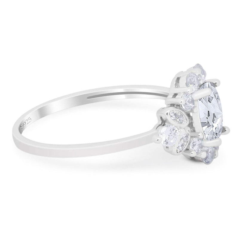 Art Deco Oval Natural Stone Flower Ring
