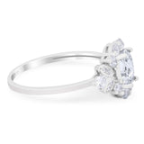 Art Deco Oval Natural Stone Flower Ring