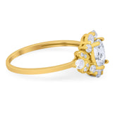 Art Deco Oval Natural Stone Flower Ring