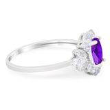 Art Deco Oval Natural Stone Flower Ring