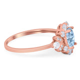 Art Deco Oval Natural Stone Flower Ring