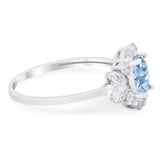 Art Deco Oval Natural Stone Flower Ring