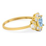 Art Deco Oval Natural Stone Flower Ring