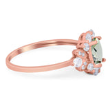 Art Deco Oval Natural Stone Flower Ring