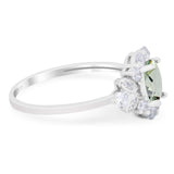 Art Deco Oval Natural Stone Flower Ring