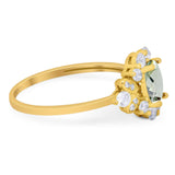 Art Deco Oval Natural Stone Flower Ring