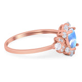 Art Deco Oval Natural Stone Flower Ring