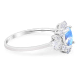 Art Deco Oval Natural Stone Flower Ring