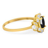 Art Deco Oval Natural Stone Flower Ring