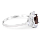 Art Deco Oval Natural Stone Flower Ring