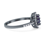 Floral Art Deco Round Natural Stone Ring