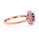 Floral Art Deco Round Natural Stone Ring