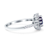 Floral Art Deco Round Natural Stone Ring