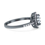 Floral Art Deco Round Natural Stone Ring