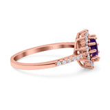 Floral Art Deco Round Natural Stone Ring