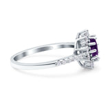 Floral Art Deco Round Natural Stone Ring