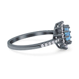 Floral Art Deco Round Natural Stone Ring