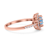 Floral Art Deco Round Natural Stone Ring