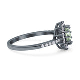 Floral Art Deco Round Natural Stone Ring