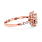 Floral Art Deco Round Natural Stone Ring