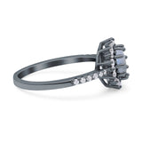 Floral Art Deco Round Natural Stone Ring