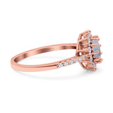 Floral Art Deco Round Natural Stone Ring