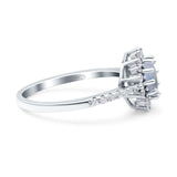 Floral Art Deco Round Natural Stone Ring