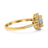 Floral Art Deco Round Natural Stone Ring