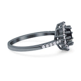 Floral Art Deco Round Natural Stone Ring