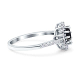 Floral Art Deco Round Natural Stone Ring