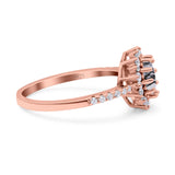 Floral Art Deco Round Natural Stone Ring